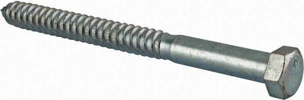 Value Collection - 3/4" Screw, 9" Length Under Head, Steel, Hex Head Lag Screw - Zinc Plated, Grade 2 - USA Tool & Supply