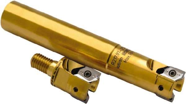 Seco - 1-1/2" Cutting Diam, Modular Connection Indexable Copy End Mill - 3 Inserts, XPKX 12 Insert, R217.97 Toolholder, Through Coolant - USA Tool & Supply