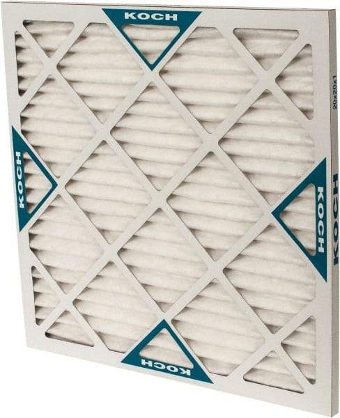 Made in USA - 20" Noml Height x 20" Noml Width x 1" Noml Depth, 80 to 85% Capture Efficiency, Wire-Backed Pleated Air Filter - MERV 13, Synthetic, Integrated Beverage Board Frame, 300 Max FPM, 840 CFM, For Any Unit - USA Tool & Supply