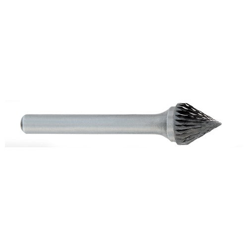 ‎SJ-1 -1/4 x LOC × 1/4 Shank × 2 OAL 60 Degree Cone Carbide Medium Tough Cut Burr - USA Tool & Supply