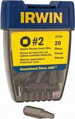 Irwin - 1/4" Drive, #2 Square Recess Screwdriver Bit - 1" OAL - USA Tool & Supply