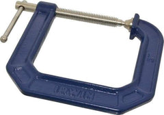 Irwin - Regular-Duty 3" Max Opening, 4-1/2" Throat Depth, Cast Iron Standard C-Clamp - 750 Lb Capacity, 0" Min Opening, Deep Throat - USA Tool & Supply