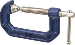 Irwin - Regular-Duty 2" Max Opening, 1-5/16" Throat Depth, Cast Iron Standard C-Clamp - 600 Lb Capacity, 0" Min Opening, Standard Throat Depth - USA Tool & Supply