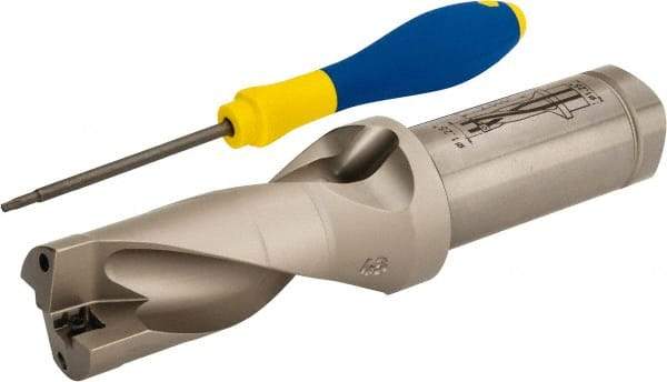 Iscar - 2-1/2" Max Drill Depth, 2xD, 1-1/4" Diam, Indexable Insert Drill - 2 Inserts, 1-1/4" Shank Diam, Straight Shank - USA Tool & Supply