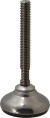 Sunnex - 1/2-13 Bolt Thread, 1.3" High Overall Hygienic Design Stud Mount Leveling Pad & Mount - 1,100 Max Lb Capacity, 2.36" Base Diam, 4" Thread Length - USA Tool & Supply