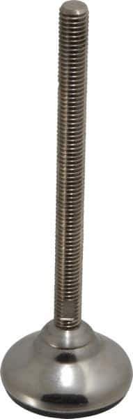 Sunnex - 1/2-13 Bolt Thread, 1.3" High Overall Hygienic Design Stud Mount Leveling Pad & Mount - 1,100 Max Lb Capacity, 2.36" Base Diam, 6" Thread Length - USA Tool & Supply