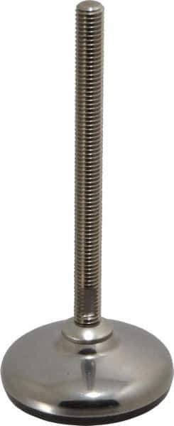 Sunnex - 1/2-13 Bolt Thread, 1.22" High Overall Hygienic Design Stud Mount Leveling Pad & Mount - 2,200 Max Lb Capacity, 3.15" Base Diam, 6" Thread Length - USA Tool & Supply