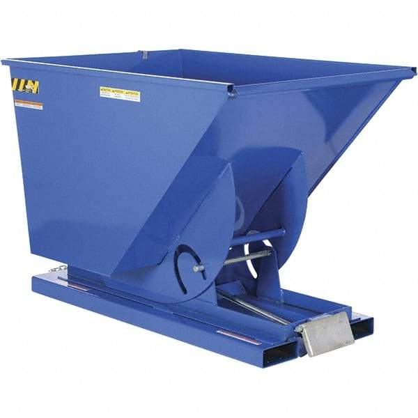 Vestil - 6,000 Lb Load Capacity, 1 1/2 Cu Yd, Steel Self-Dumping Hopper - 43-1/4" Wide x 69" Long x 52" High, Powder Coat Blue - USA Tool & Supply