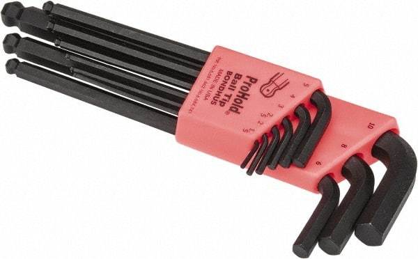 Bondhus - 9 Piece L-Key Ball End Hex Key Set - Hex Range 1.5 to 10mm - USA Tool & Supply