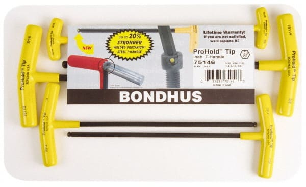 Bondhus - 6 Piece T-Handle Hex Key Set - USA Tool & Supply