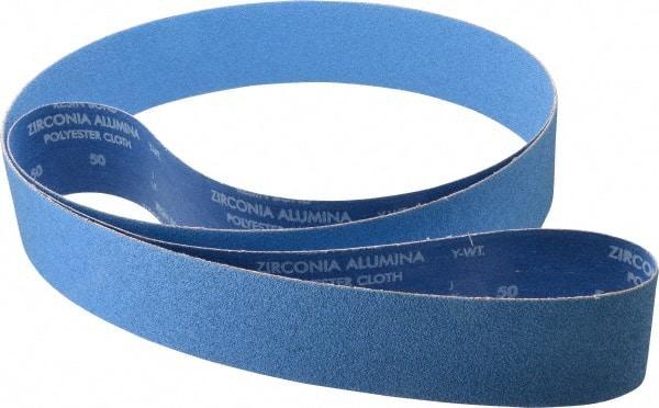 Norton - 3" Wide x 132" OAL, 50 Grit, Zirconia Alumina Abrasive Belt - Zirconia Alumina, Coarse, Coated, Y Weighted Cloth Backing, Series R824 - USA Tool & Supply