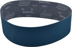 Norton - 4" Wide x 36" OAL, 80 Grit, Zirconia Alumina Abrasive Belt - Zirconia Alumina, Medium, Coated, Y Weighted Cloth Backing, Dry, Series R821 - USA Tool & Supply