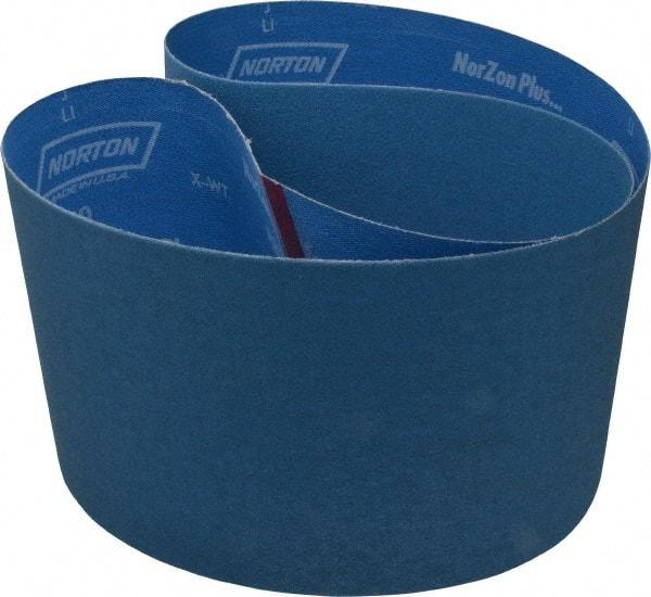 Norton - 6" Wide x 48" OAL, 120 Grit, Zirconia Alumina Abrasive Belt - Zirconia Alumina, Fine, Coated, X Weighted Cloth Backing, Series R823 - USA Tool & Supply