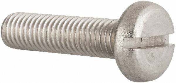 Value Collection - M10x1.50 Metric Coarse, 40mm Length Under Head Slotted Drive Machine Screw - Pan Head, Grade 18-8 & A2 Stainless Steel, Uncoated, Without Washer - USA Tool & Supply
