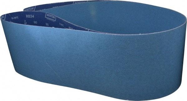 Norton - 8" Wide x 107" OAL, 80 Grit, Zirconia Alumina Abrasive Belt - Zirconia Alumina, Medium, Coated, Y Weighted Cloth Backing - USA Tool & Supply