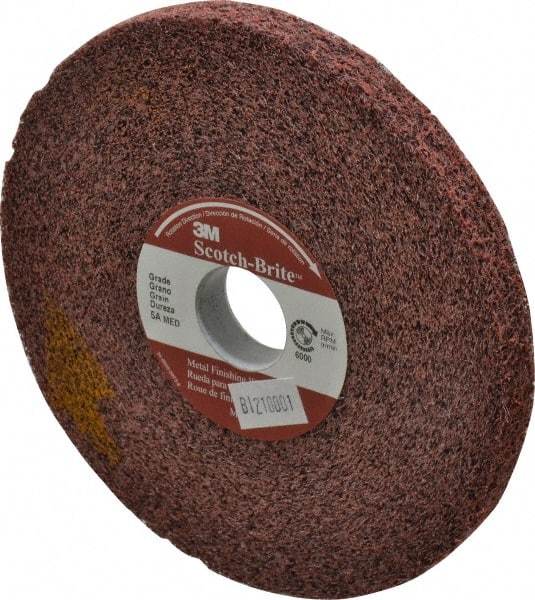 3M - 6" Diam, 1/2" Face Width, 1" Center Hole, Medium Grade, Aluminum Oxide Deburring Wheel - Convolute, Medium Density 5 Grade, 6,000 RPM - USA Tool & Supply