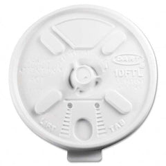 DART - Lift N' Lock Plastic Hot Cup Lids, Fits 10 oz Cups, White, 1000/Carton - USA Tool & Supply