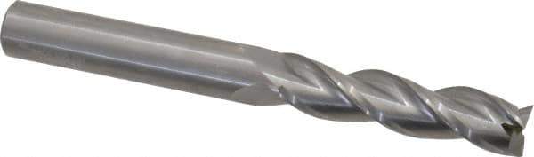 Kennametal - 1/2", 2" LOC, 1/2" Shank Diam, 4-1/2" OAL, 3 Flute, Solid Carbide Square End Mill - Single End, Uncoated, Spiral Flute, 35° Helix, Centercutting, Right Hand Cut, Right Hand Flute, Series AADE - USA Tool & Supply
