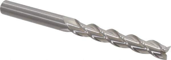 Kennametal - 1/2", 3-1/8" LOC, 1/2" Shank Diam, 6" OAL, 3 Flute, Solid Carbide Square End Mill - Single End, Uncoated, Spiral Flute, 35° Helix, Centercutting, Right Hand Cut, Right Hand Flute, Series AADE - USA Tool & Supply