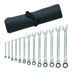 13 Piece - XL Series Combo Ratcheting Set - SAE - Roll - USA Tool & Supply