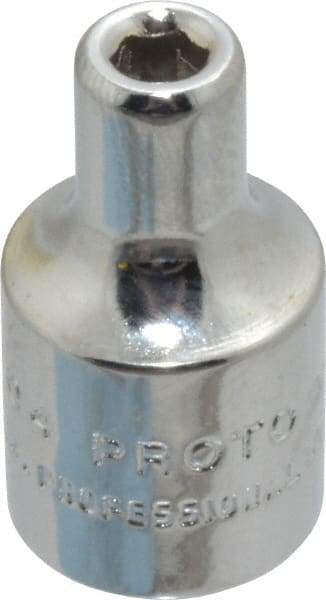 Proto - 1/8", 1/4" Drive, Standard Hand Socket - 6 Points, 7/8" OAL, Chrome Finish - USA Tool & Supply