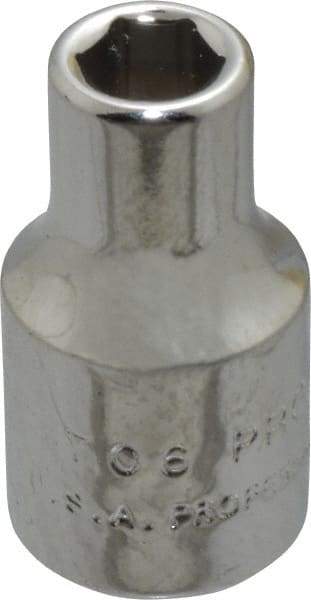 Proto - 3/16", 1/4" Drive, Standard Hand Socket - 6 Points, 7/8" OAL, Chrome Finish - USA Tool & Supply