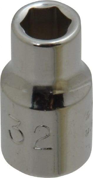 Proto - 7/32", 1/4" Drive, Standard Hand Socket - 6 Points, 7/8" OAL, Chrome Finish - USA Tool & Supply