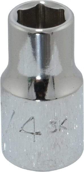 Proto - 1/4", 1/4" Drive, Standard Hand Socket - 6 Points, 7/8" OAL, Chrome Finish - USA Tool & Supply