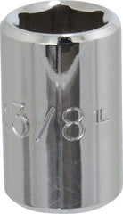 Proto - 3/8", 1/4" Drive, Standard Hand Socket - 6 Points, 7/8" OAL, Chrome Finish - USA Tool & Supply