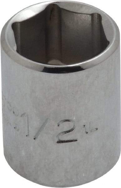 Proto - 1/2", 1/4" Drive, Standard Hand Socket - 6 Points, 7/8" OAL, Chrome Finish - USA Tool & Supply