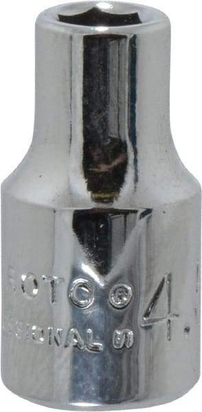 Proto - 1/4" Drive, Standard Hand Socket - 6 Points, 7/8" OAL, Chrome Finish - USA Tool & Supply