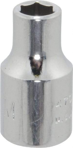 Proto - 1/4" Drive, Standard Hand Socket - 6 Points, 7/8" OAL, Chrome Finish - USA Tool & Supply