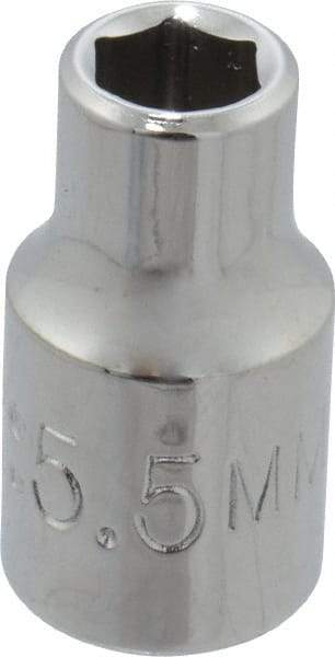 Proto - 1/4" Drive, Standard Hand Socket - 6 Points, 7/8" OAL, Chrome Finish - USA Tool & Supply