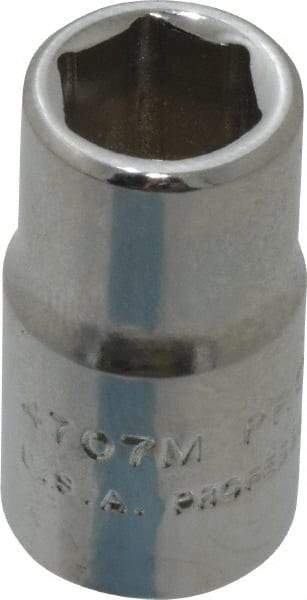 Proto - 1/4" Drive, Standard Hand Socket - 6 Points, 7/8" OAL, Chrome Finish - USA Tool & Supply