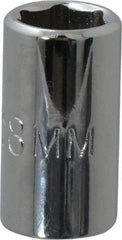 Proto - 1/4" Drive, Standard Hand Socket - 6 Points, 7/8" OAL, Chrome Vanadium, Chrome Finish - USA Tool & Supply