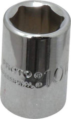 Proto - 1/4" Drive, Standard Hand Socket - 6 Points, 7/8" OAL, Chrome Vanadium, Chrome Finish - USA Tool & Supply