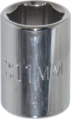Proto - 7/16", 1/4" Drive, Standard Hand Socket - 6 Points, 7/8" OAL, Chrome Finish - USA Tool & Supply