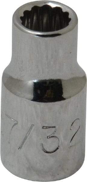 Proto - 7/32", 1/4" Drive, Standard Hand Socket - 12 Points, 7/8" OAL, Chrome Finish - USA Tool & Supply