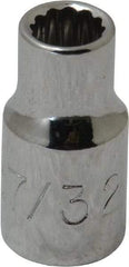 Proto - 7/32", 1/4" Drive, Standard Hand Socket - 12 Points, 7/8" OAL, Chrome Finish - USA Tool & Supply