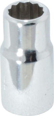 Proto - 1/4", 1/4" Drive, Standard Hand Socket - 12 Points, 7/8" OAL, Chrome Finish - USA Tool & Supply