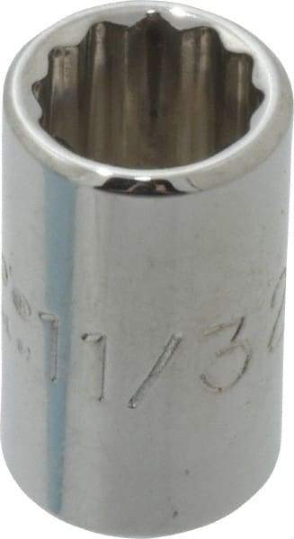 Proto - 11/32", 1/4" Drive, Standard Hand Socket - 12 Points, 7/8" OAL, Chrome Finish - USA Tool & Supply