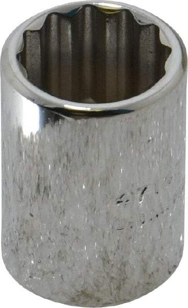 Proto - 7/16", 1/4" Drive, Standard Hand Socket - 12 Points, 7/8" OAL, Chrome Finish - USA Tool & Supply