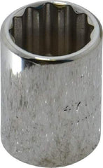 Proto - 7/16", 1/4" Drive, Standard Hand Socket - 12 Points, 7/8" OAL, Chrome Finish - USA Tool & Supply