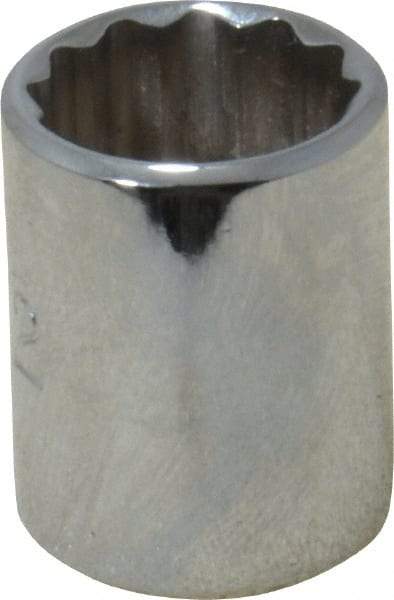 Proto - 1/2", 1/4" Drive, Standard Hand Socket - 12 Points, 7/8" OAL, Chrome Finish - USA Tool & Supply