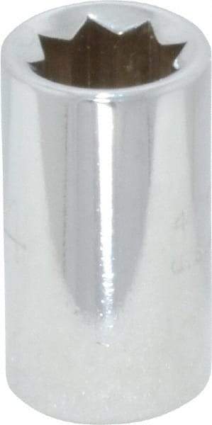 Proto - 1/4", 1/4" Drive, Standard Hand Socket - 8 Points, 7/8" OAL, Chrome Finish - USA Tool & Supply