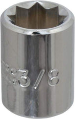 Proto - 3/8", 1/4" Drive, Standard Hand Socket - 8 Points, 7/8" OAL, Chrome Finish - USA Tool & Supply