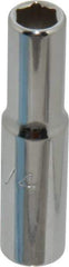 Proto - 1/4", 1/4" Drive, Deep Hand Socket - 6 Points, 2" OAL, Chrome Finish - USA Tool & Supply