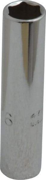 Proto - 5/16", 1/4" Drive, Deep Hand Socket - 6 Points, 2" OAL, Chrome Vanadium, Chrome Finish - USA Tool & Supply