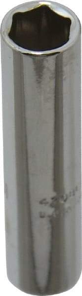 Proto - 1/4" Drive, Deep Hand Socket - 6 Points, 1-15/16" OAL, Chrome Finish - USA Tool & Supply