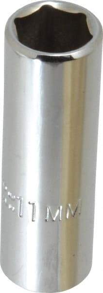 Proto - 1/4" Drive, Deep Hand Socket - 6 Points, 1-15/16" OAL, Chrome Finish - USA Tool & Supply